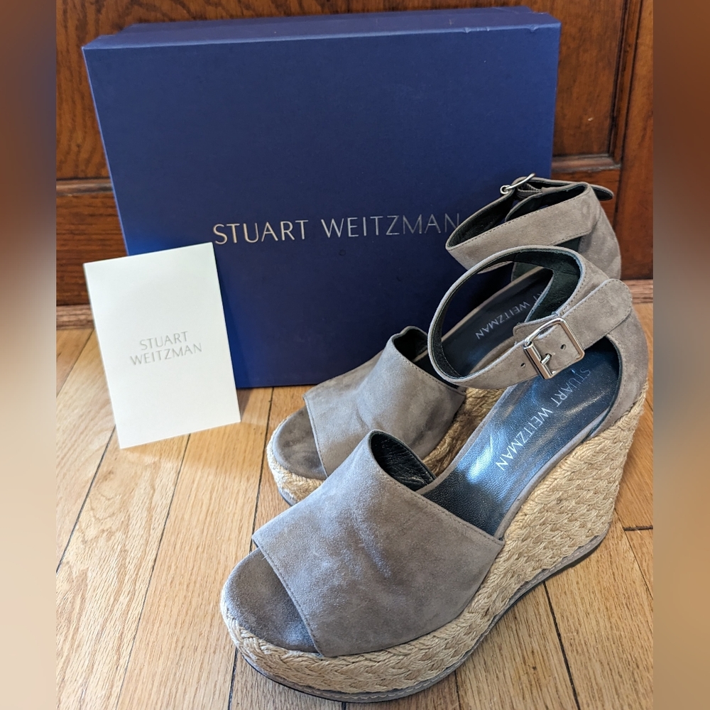 Stuart Weitzman Gray Suede Wedges, Size 8.5